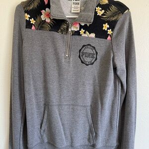PINK Victoria's Secret Floral Quarter-Zip Pullover